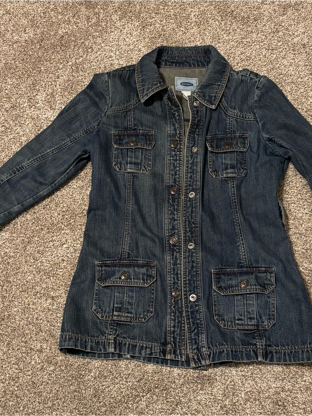 Old Navy Dark Indigo Denim Jacket with Four Front Pockets Size S (No belt)